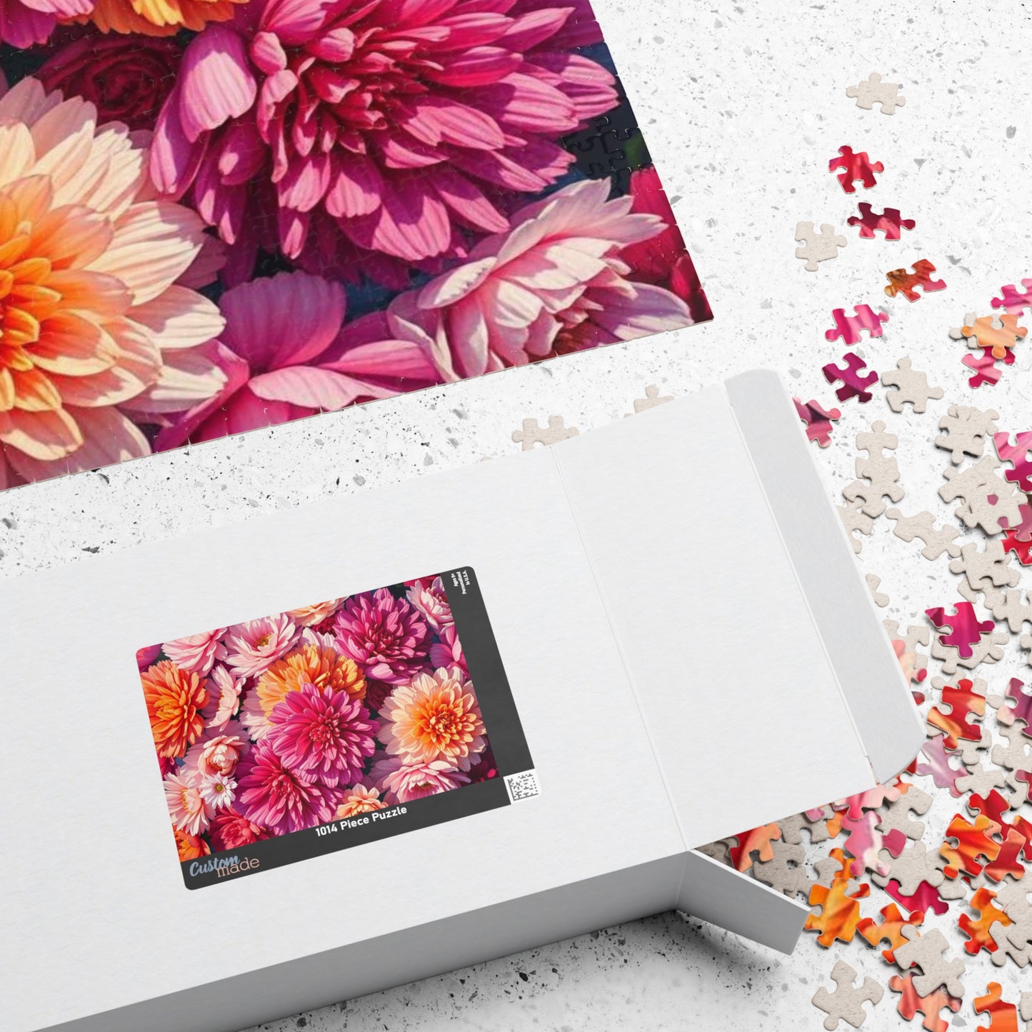 Pink Flower Jigsaw Puzzle - Vibrant Floral Puzzle Art for Adults, Family Fun Game, Creative Hobby, Indoor Activity, Unique Gift Idea Puzzle The Puzzle Chest