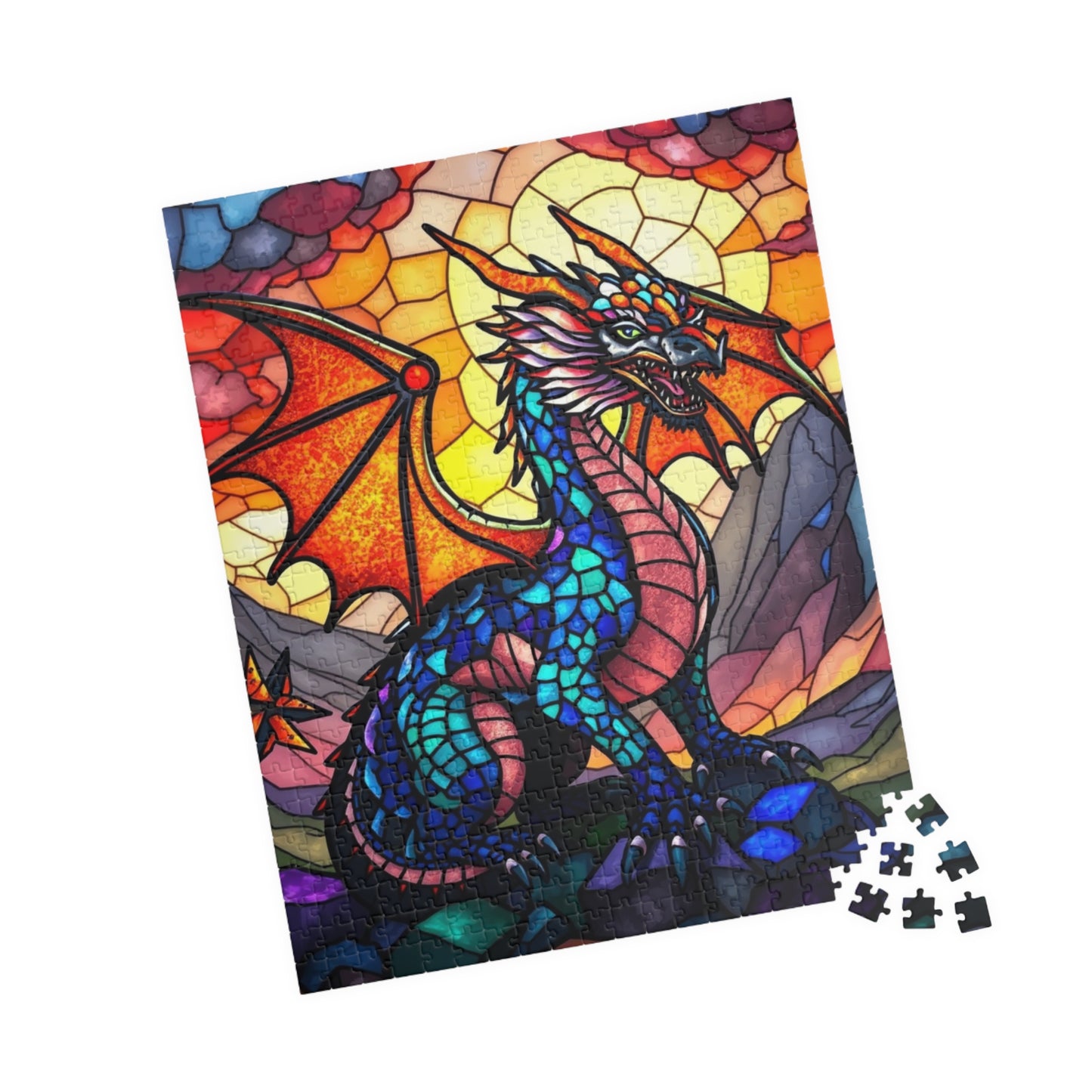 Stained Glass Dragon Puzzle, Colorful Art Jigsaw for Adults, Perfect Gift for Hobbyists, Family Game Night, 110-1014 Pieces Puzzle The Puzzle Chest