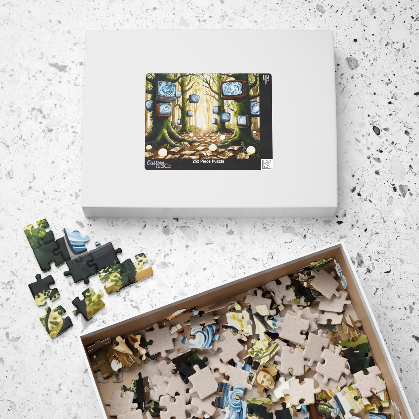 Fantasy Weirdcore Jigsaw Puzzle, Forest with TV Screens, Unique Puzzle, Mind-Bending Game, Interactive Family Activity, Home Entertainment Puzzle The Puzzle Chest