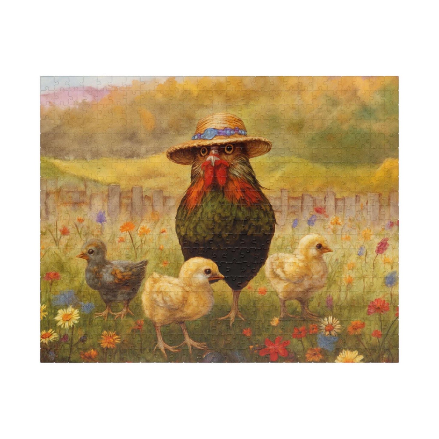 Chicken Stroll Jigsaw Puzzle - Chicks in Wildflower Field, Ideal for Family Fun Game, Indoor Activity, Holiday Birthday Gift, Bird Lovers 520 pcs (Horizontal) Puzzle The Puzzle Chest