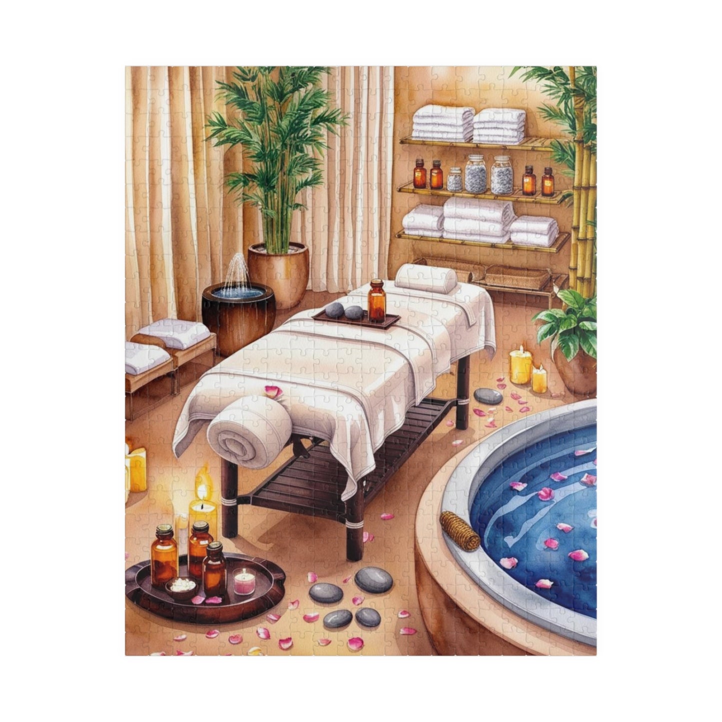 Relaxing Spa Retreat Puzzle, Serene Wellness Escape Scene Adult Jigsaw Game, Solo Fun or Family Entertainment, Mindful Puzzle Lover Gift 520 pcs (Vertical) Puzzle The Puzzle Chest