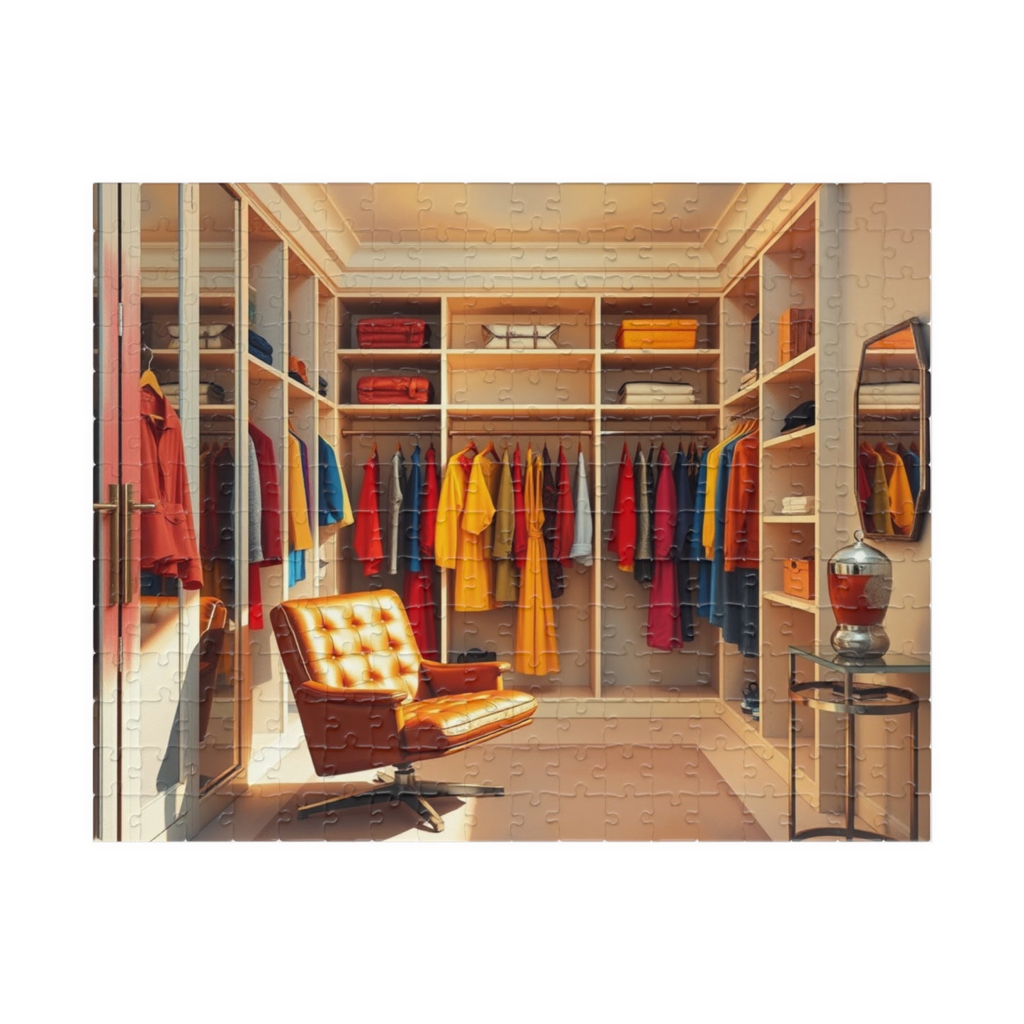Walk-In Closet Jigsaw Puzzle (110, 252, 520, 1014-piece), Color-coded Clothing, Red Yellow Blue Minimalist Game, Gift for Fashion Lover