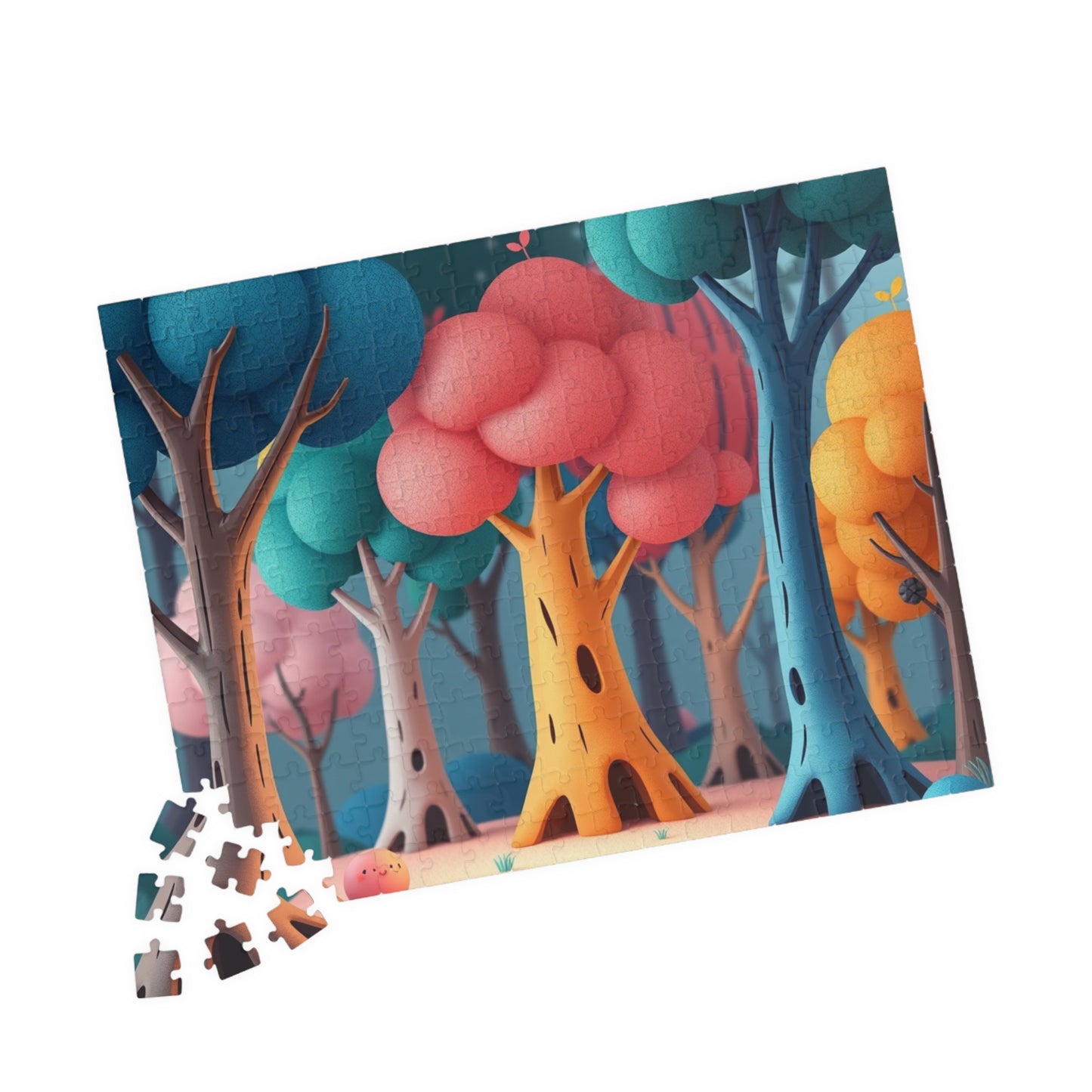 Abstract Landscape Forest Jigsaw Puzzle (110-1014 Piece), Surreal Tree Trunks with Colorful Canopies, Nature Theme Gift for Puzzle Lovers Puzzle The Puzzle Chest