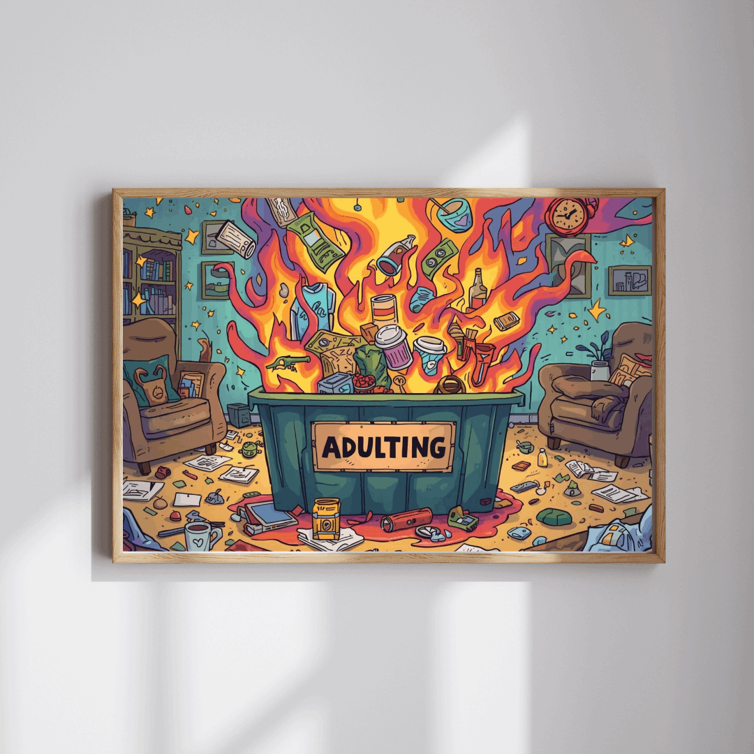 Adulting Dumpster Fire Jigsaw Puzzle - Funny Meme Theme, Mindfulness Activity, Holiday Birthday Gift for Adults, Entertainment, Brain Teaser Puzzle The Puzzle Chest