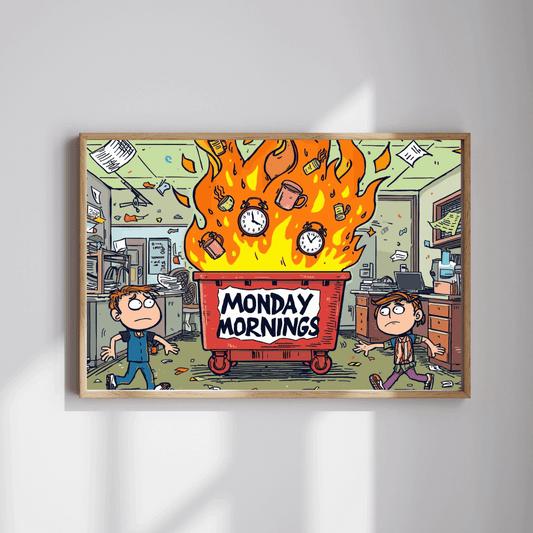 Monday Mornings Puzzle - Dumpster Fire Meme Jigsaw, Funny Office Holiday Birthday Gift for Coworkers, Work Humor Puzzle Puzzle The Puzzle Chest