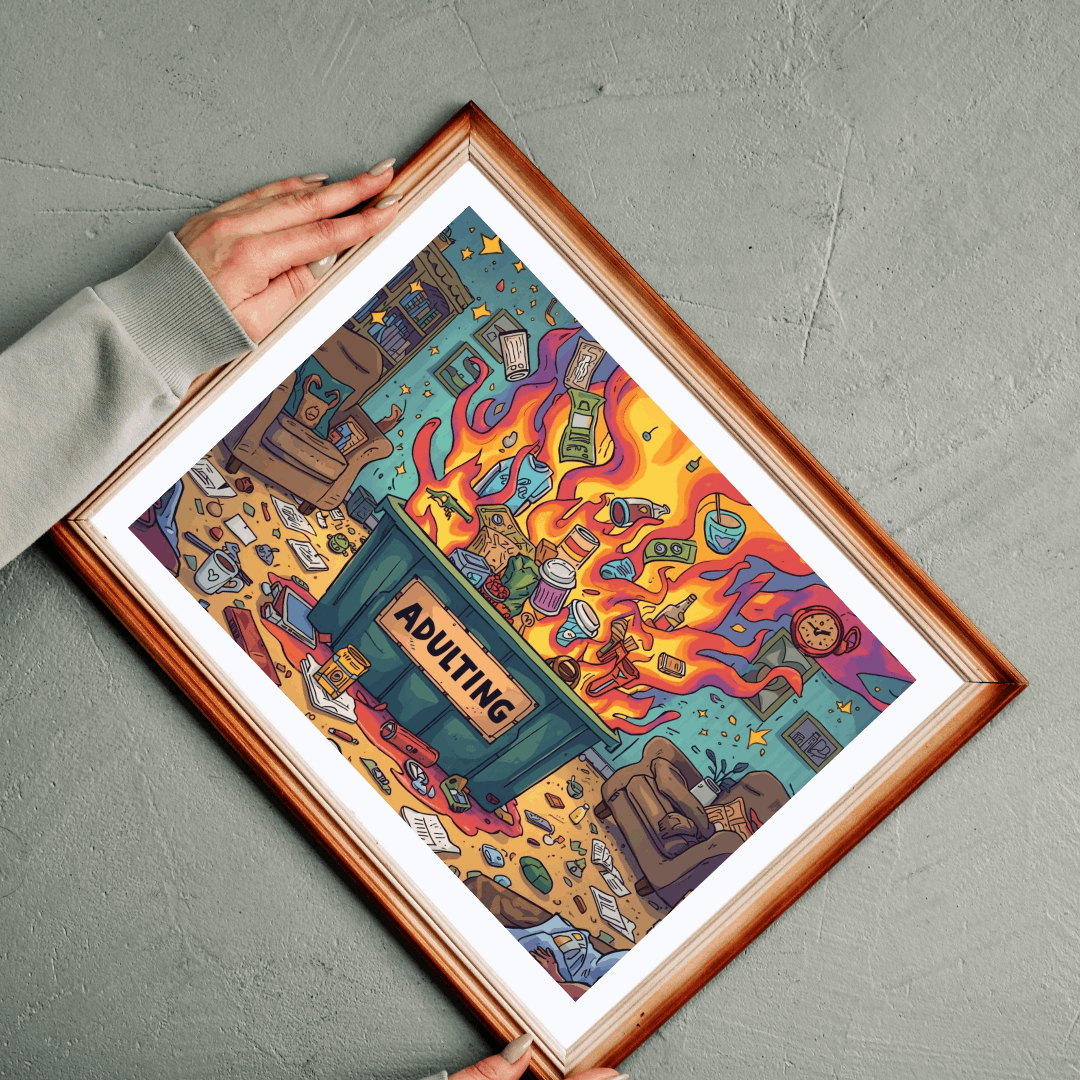 Adulting Dumpster Fire Jigsaw Puzzle - Funny Meme Theme, Mindfulness Activity, Holiday Birthday Gift for Adults, Entertainment, Brain Teaser Puzzle The Puzzle Chest