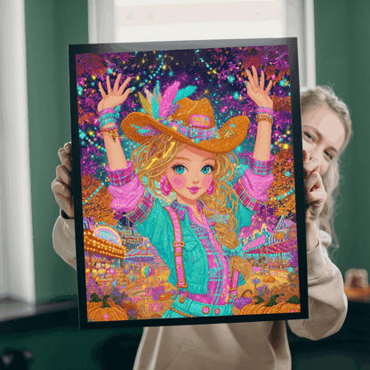 Confetti Skies & Cowgirl Vibes Jigsaw Puzzle, 1980s Neon Cowgirl Game for Family Gatherings, Solo Hobby, Gift for Puzzle Lover Puzzle The Puzzle Chest