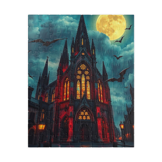 Gothic Cathedral Puzzle | 110, 252, 520, 1014-piece | Perfect for Halloween Fanatics, Gothic Art Lover, Family Game Night and Cozy Evenings 110 pcs (Vertical) The Puzzle Chest
