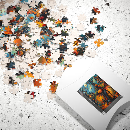Halloween Scenery 4-Quadrant Jigsaw Puzzle - Spooky Themed Collage, Autumn Activity, Brain Teaser Game, Holiday Gift for Friends Puzzle The Puzzle Chest