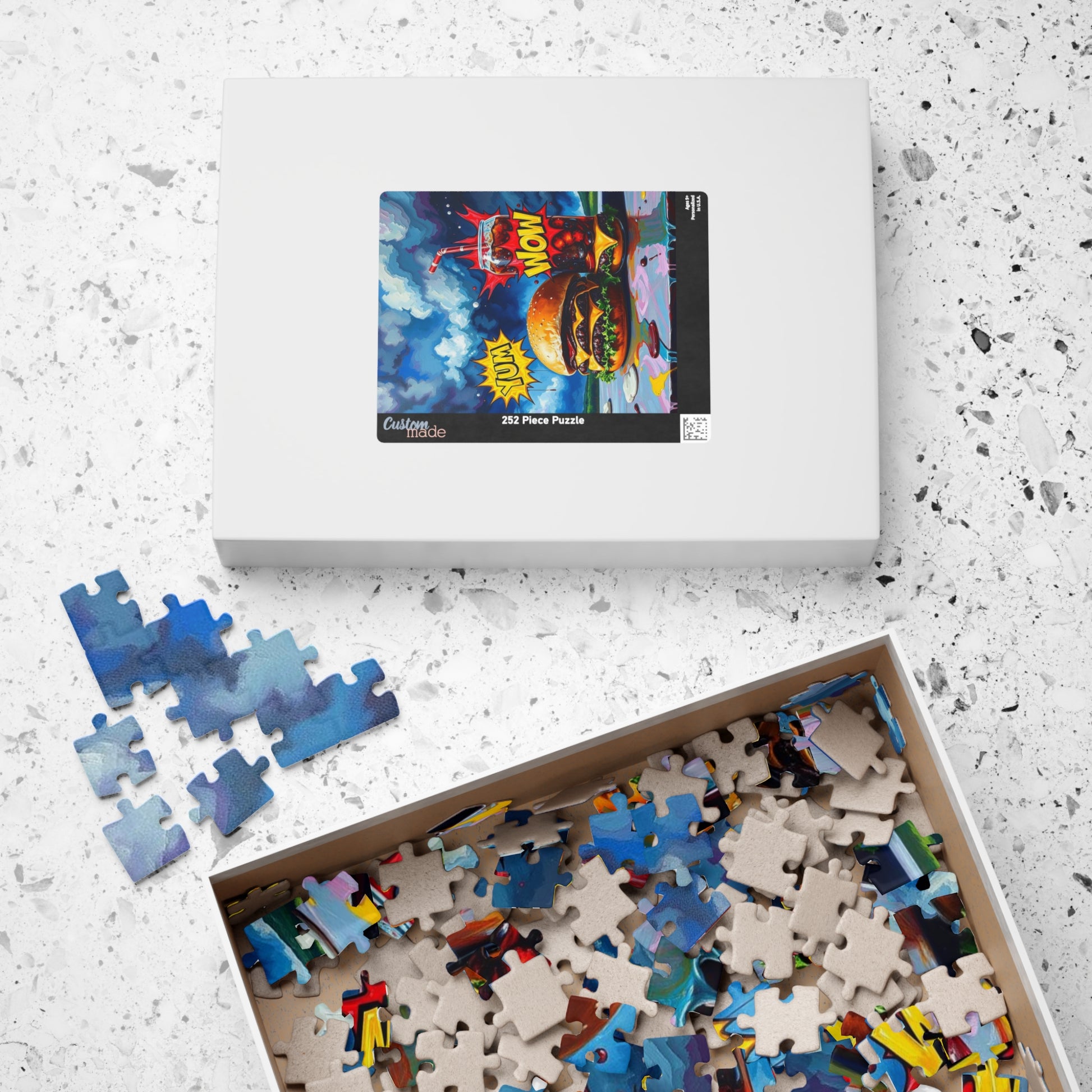 Colorful Foodie Puzzle - Yum Wow Burger and Drink Pop Art Jigsaw Puzzle for Adults, Fun Gift for Food Lovers, Game Night, Family Activity Puzzle The Puzzle Chest
