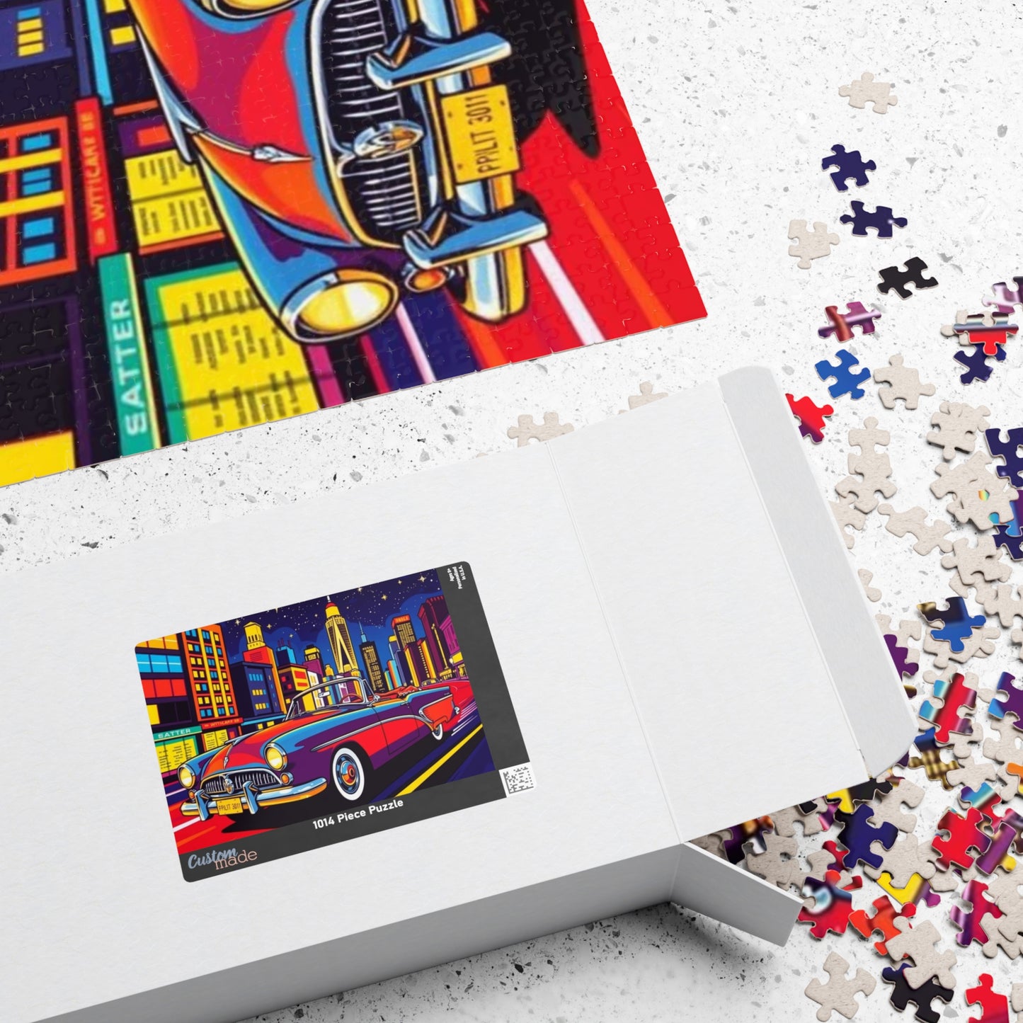 Classic Car Puzzle - Pop Art Jigsaw Game, Retro City Night Scene Puzzle The Puzzle Chest