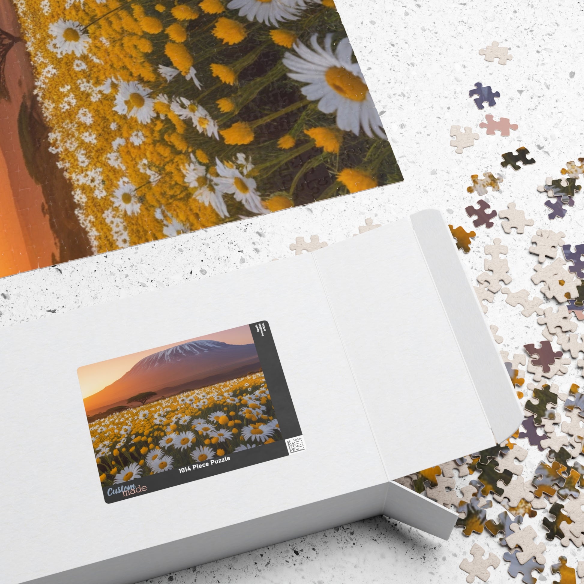 Mount Kilimanjaro Landmark Puzzle, African Daisies Sunrise Jigsaw Game, 252/520/1014 Pieces, Nature Lover Gift, Home Decor, African Safari Puzzle The Puzzle Chest