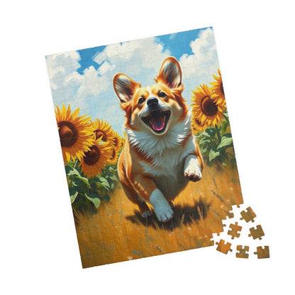 Corgi Running Through Sunflowers Puzzle, 110-1014 Piece Jigsaw, Pet Lover Gift, Cute Animal Decor, Family Activity, Dog Lover Fun Puzzle The Puzzle Chest