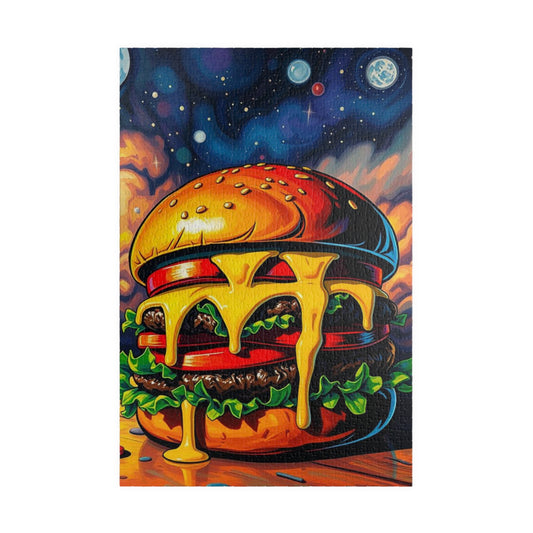 Cheesy Burger Puzzle, Pop Art Jigsaw Game for Adults, Fun Food Art Jigsaw, 110-1014 Piece Puzzles, Gift for Food Lovers, Game Night Activity 1014 pcs (Vertical) Puzzle The Puzzle Chest