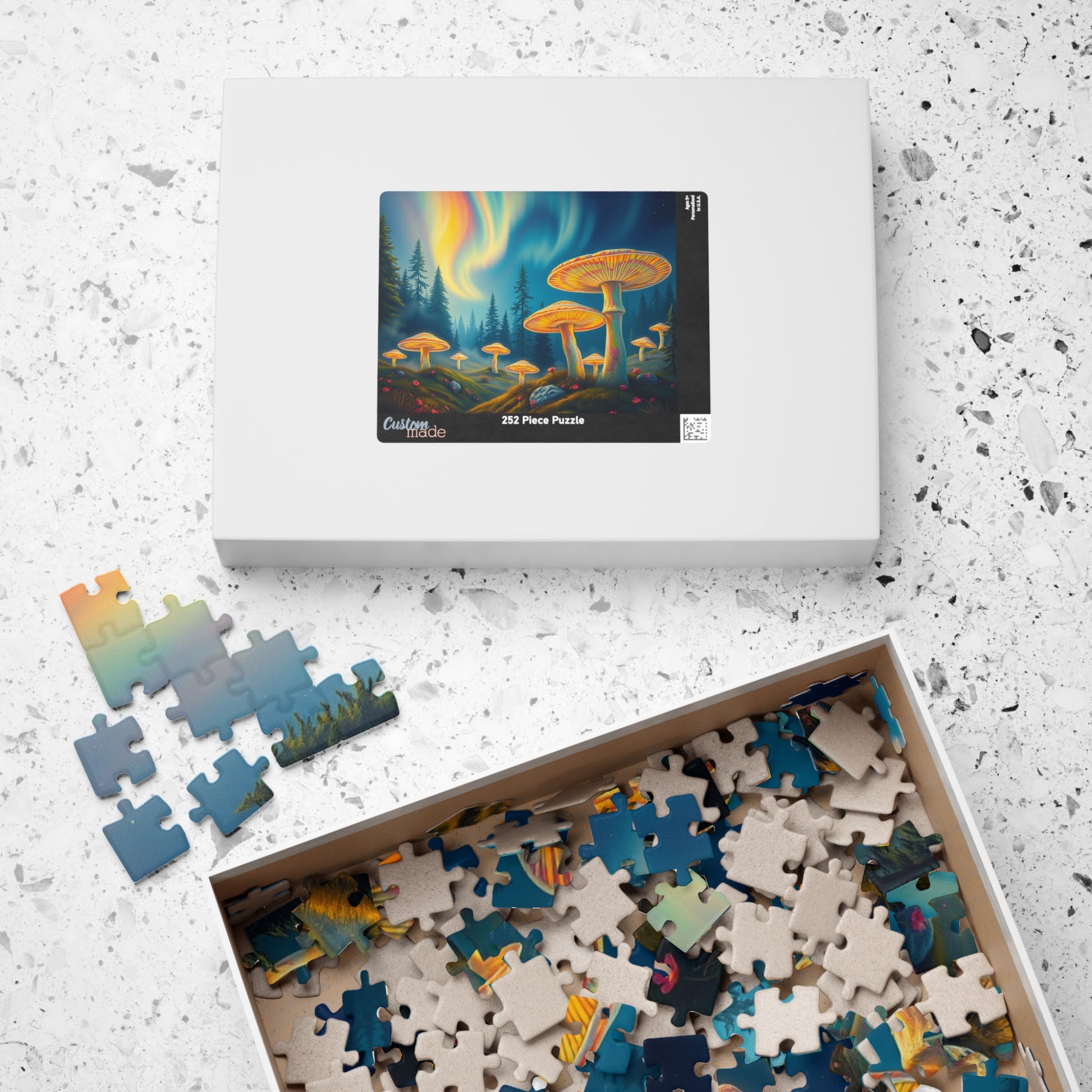 Enchanted Mushroom Puzzle with Aurora Borealis Design - Perfect Gift for Nature Lovers, Family Game Night, and Relaxation Puzzle The Puzzle Chest
