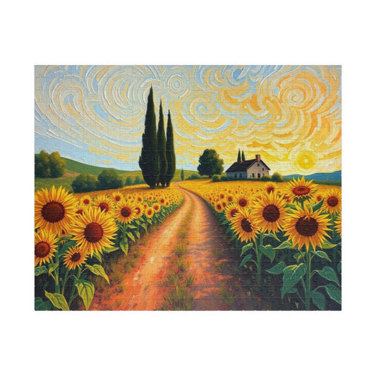 Sunflower Sunrise Puzzle - Nature Lover's Jigsaw, Ideal for Family Activity or Solo Fun, Mindfulness Puzzle Lover Birthday Gift for Friends 520 pcs (Horizontal) Puzzle The Puzzle Chest