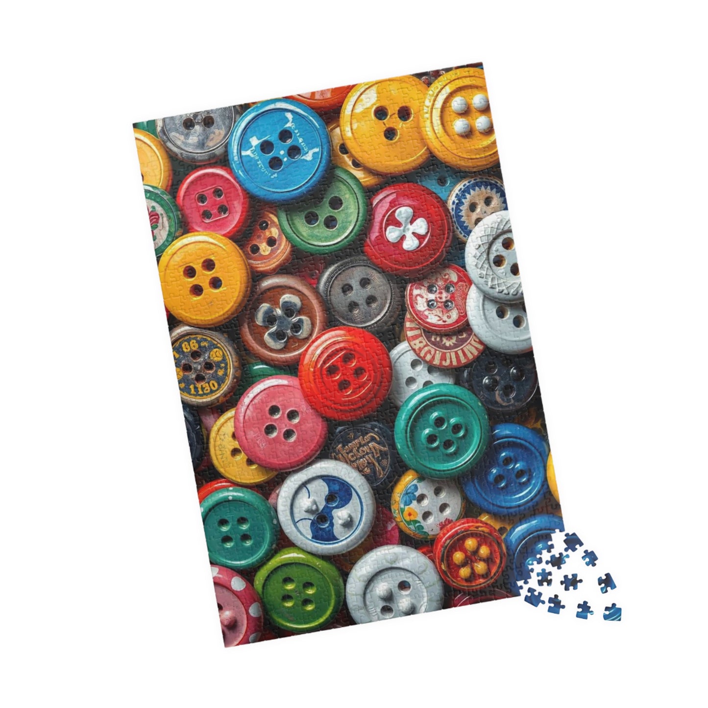 Button Collection Jigsaw Puzzle - Chaotic Collage Design, Fun Family Creative Activity, Puzzle Lover Gift for Friends, Vintage Vibe Brain Teaser Puzzle The Puzzle Chest
