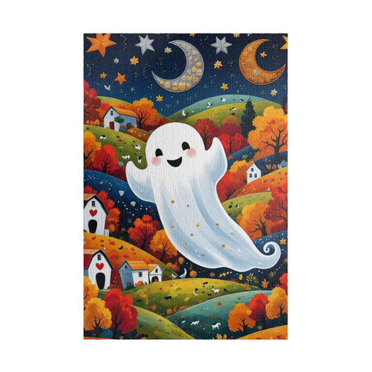 Folk Art Halloween Ghost Jigsaw Puzzle