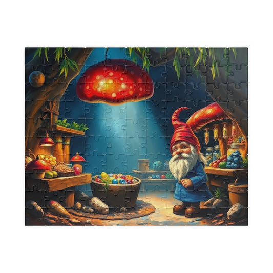 Hidden Mushroom Marketplace Puzzle, Fantasy Willow Tree Gnome Jigsaw Game for Adults and Teens, Puzzle Lover Gift, Mindfulness 110 pcs (Horizontal) Puzzle The Puzzle Chest