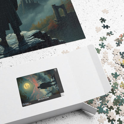 Mystical Moonlight Puzzle, Lone Traveler Overlooking Valley of Ruins, Gothic Art Jigsaw Game, Puzzle Lover Gift, Family Activity Solo Fun Puzzle The Puzzle Chest