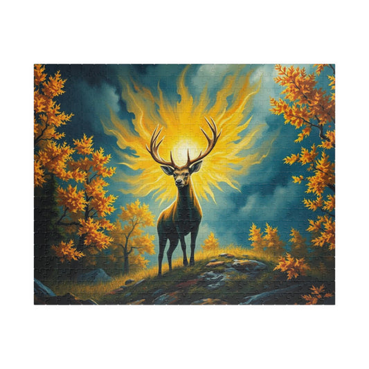Mystical Stag Jigsaw Puzzle - Deer in Forest Clearing, Gothic Art Print, Wildlife Gift for Puzzle Lovers, Solo or Family Fun Brain Teaser 520 pcs (Horizontal) Puzzle The Puzzle Chest