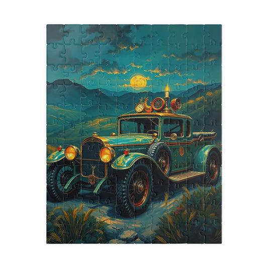 Vintage Steampunk Car Puzzle, Nostalgic 110, 252, 520, 1014-piece Jigsaw, Holiday Birthday Gift for Car Lovers, Family Game Night 110 pcs (Vertical) Puzzle The Puzzle Chest