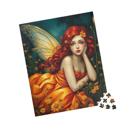Fairy Dreamscape Jigsaw Puzzle - Red Haired Fairy in Night Wildflower Field 110-1014 Piece Mindful Gift for Family, Friend, Hospital Patient