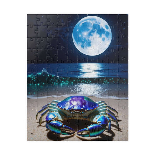 Magical Ocean Crab Jigsaw Puzzle, Cancer Zodiac Sign Game for Adults, Moonlight Beach Scene, Gift for Astrology Lover, Family Game Night 110 pcs (Vertical) Puzzle The Puzzle Chest