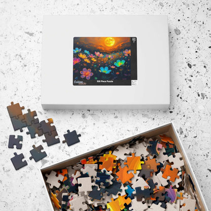 Flower Sunset Jigsaw Puzzle, Relaxing Night Sky Floral Artwork, Indoor Home Entertainment, Mindfulness Activity, Gift for Friends and Family Puzzle The Puzzle Chest