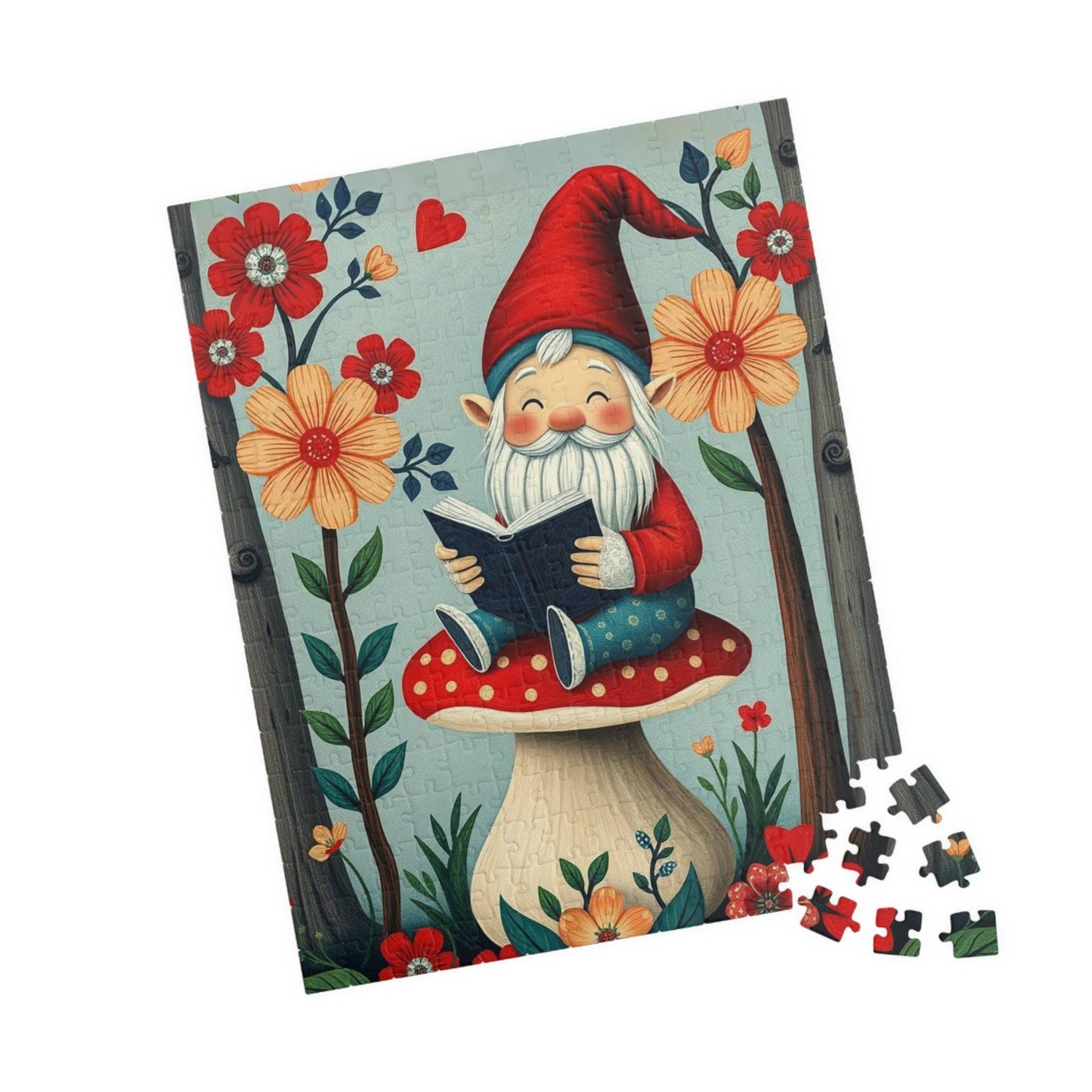 Nordic Gnome Reading Storybook – Scandinavian Folk Forest Dwarf Jigsaw Puzzle 252 pcs (Vertical) Puzzle The Puzzle Chest
