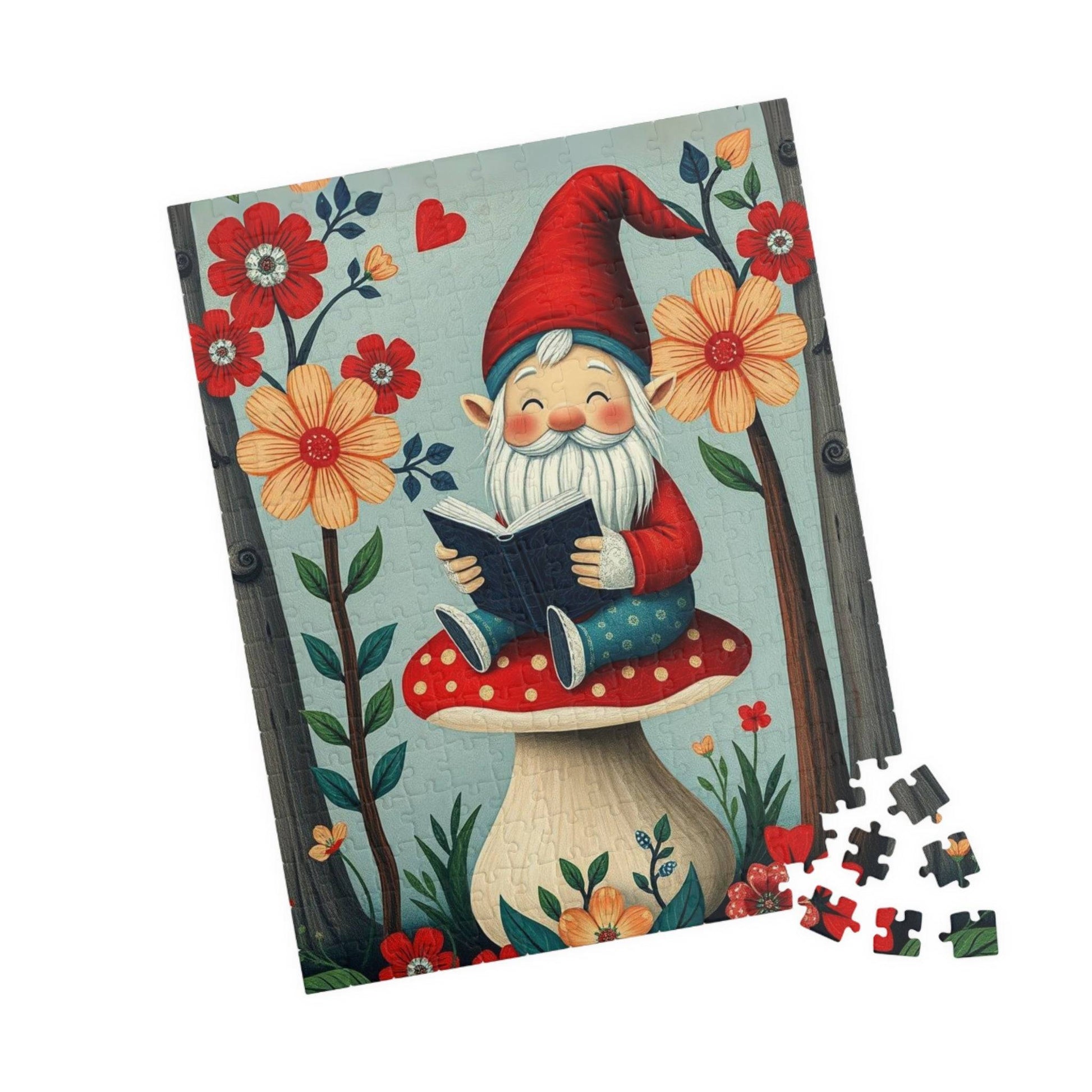 Nordic Gnome Reading Storybook – Scandinavian Folk Forest Dwarf Jigsaw Puzzle 252 pcs (Vertical) Puzzle The Puzzle Chest