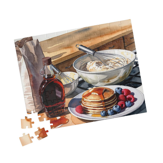 Pancake Breakfast Puzzle, Kitchen Counter Foodie Jigsaw Game, Culinary Cooking Theme, Fun Family Activity, Food Lover Gift 110 pcs (Horizontal) Puzzle The Puzzle Chest