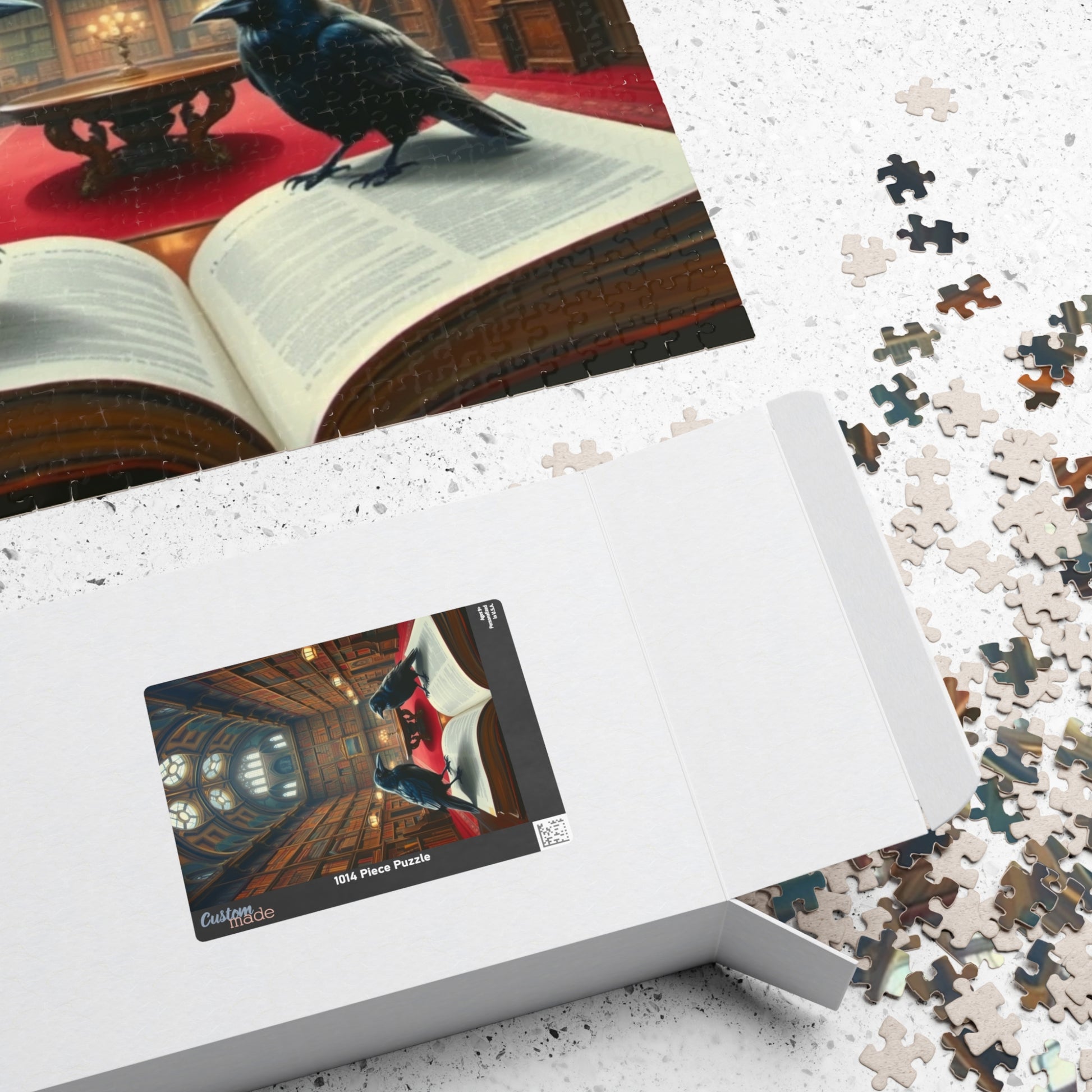 Mystical Library Ravens Puzzle, Book Lover Gift, 110-1014 Piece Jigsaw, Cozy Home Activity, Unique Challenge, Gothic Leisure Entertainment Puzzle The Puzzle Chest
