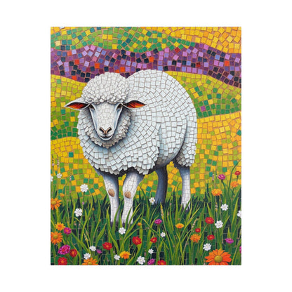 Mosaic Sheep Puzzle, Lamb Grazing in Colorful Flower Meadow, 110-1014-piece Animal Themed Jigsaw Game, Relaxing Hobby, Mindfulness Activity 520 pcs (Vertical) Puzzle The Puzzle Chest