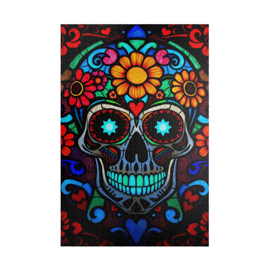 Vibrant Sugar Skull Puzzle - 110/252/520/1014 Pieces, Great Gift for Adults, Day of the Dead Decor, Fun Family Activity, Brain Teaser