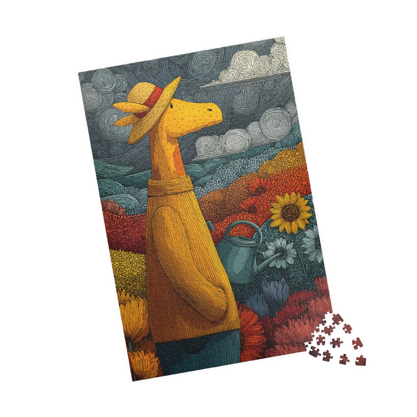 Giraffe Gardener Jigsaw Puzzle, Wildlife Themed Puzzle for Adults and Kids, Family Game, Gift for Animal Lovers 1014 pcs (Vertical) Puzzle The Puzzle Chest