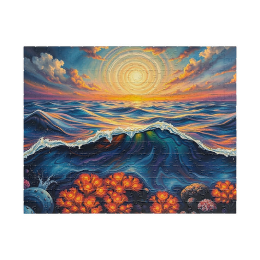 Ocean Sunset Jigsaw Puzzle, 110, 252, 520, 1014-piece Landscape, Family Game Night, Gift for Beach Lover and Friends 252 pcs (Horizontal) The Puzzle Chest
