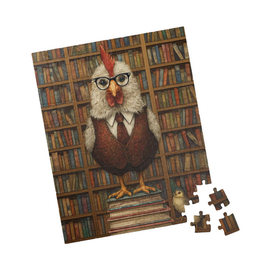 Chicken Librarian Jigsaw Puzzle, Bird Puzzle Ideal for Fun Family Activity, Gifts, Game Night, Animal Lovers, Book Enthusiasts 110 pcs (Vertical) Puzzle The Puzzle Chest