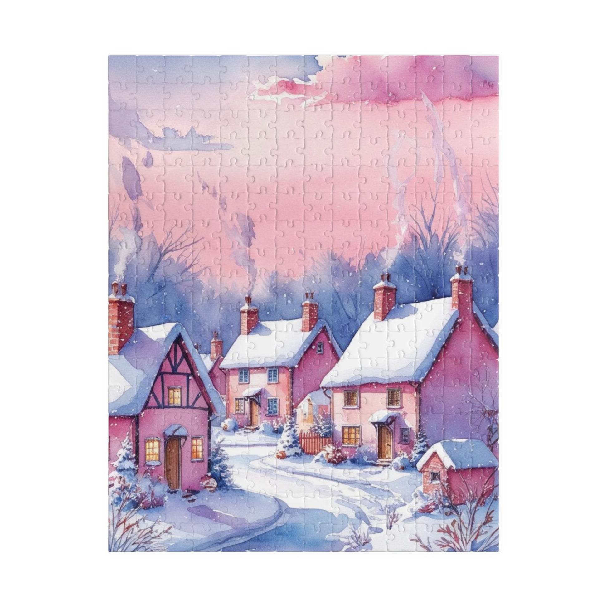 Snow-Covered Village Jigsaw Puzzle, Claude Monet Inspired Winter Landscape Art Puzzle, Game for Adults Teens Seniors, Puzzle Fans, Giftable 252 pcs (Vertical) Puzzle The Puzzle Chest