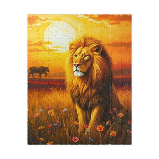 Majestic Lion Puzzle, Leo Zodiac Sign Jigsaw Game for Adults, Animal Lover Astrology Enthusiast Gift, Family Activity, Solo Fun Brain Teaser 110 pcs (Vertical) Puzzle The Puzzle Chest