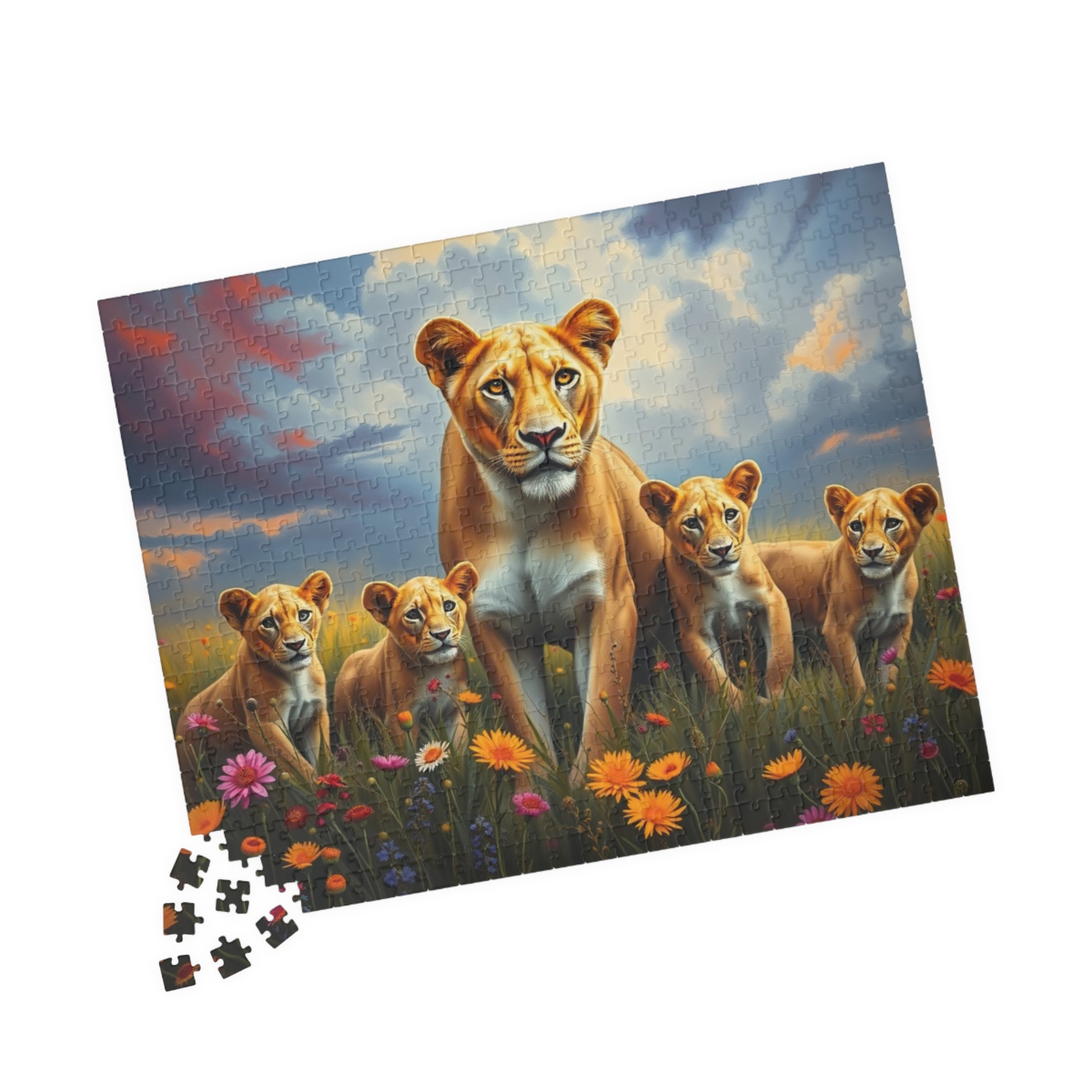 Lioness and Cubs Puzzle | Wildlife Animal Scene Jigsaw Puzzle 520 pcs (Horizontal) Puzzle The Puzzle Chest
