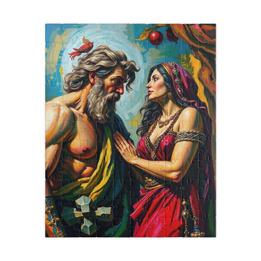 Biblical Puzzle, Samson and Delilah Jigsaw Game, Faith-Based Puzzle for Adults, Religious Gift, Family Game Night, Stress Reliever, Unique 110 pcs (Vertical) Puzzle The Puzzle Chest