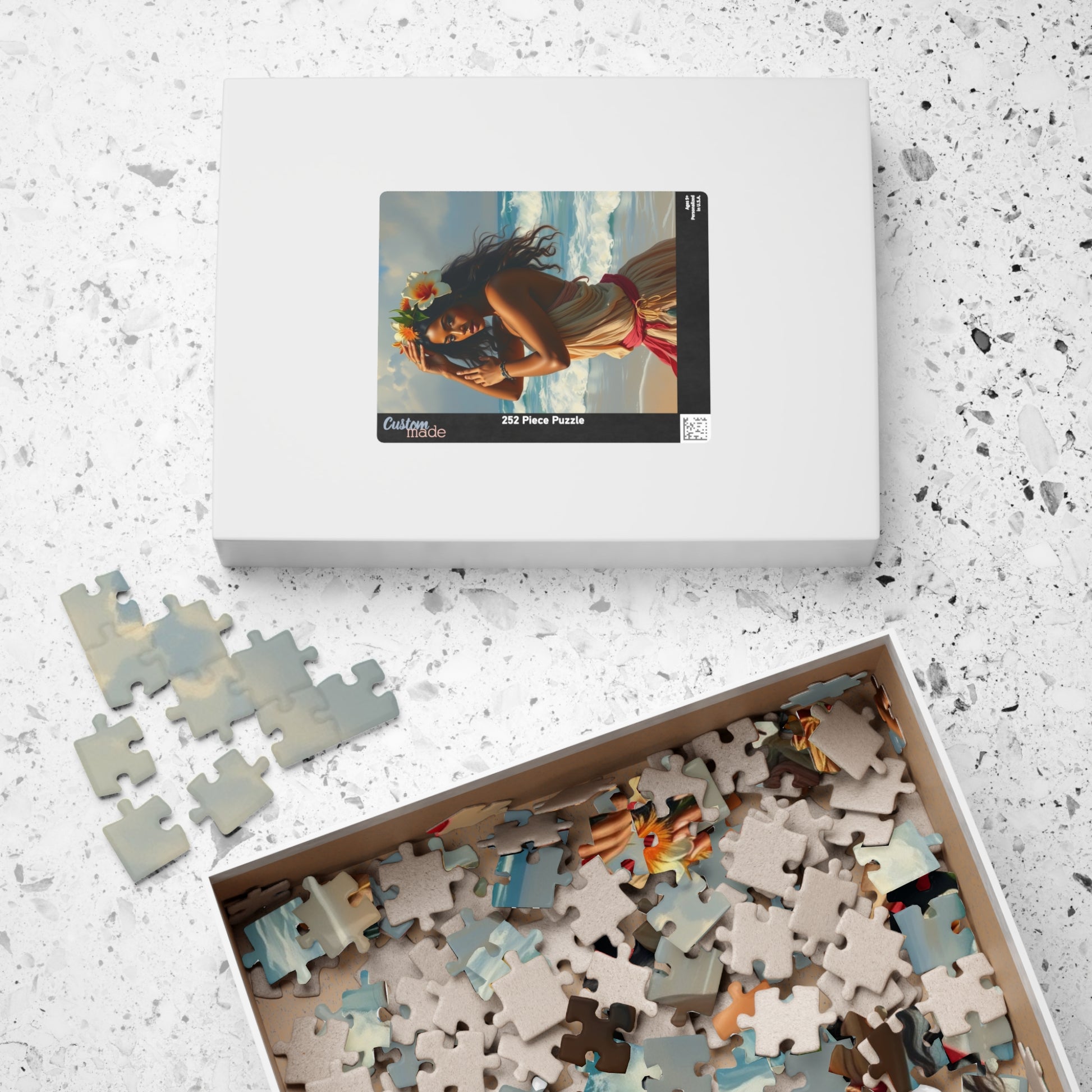 Polynesian Cultural Jigsaw Puzzle, Hula Dancer Beach Scene, Coastal Art-Inspired Quiet Time Activity for Puzzle Lover Art Enthusiast, Gift Puzzle The Puzzle Chest