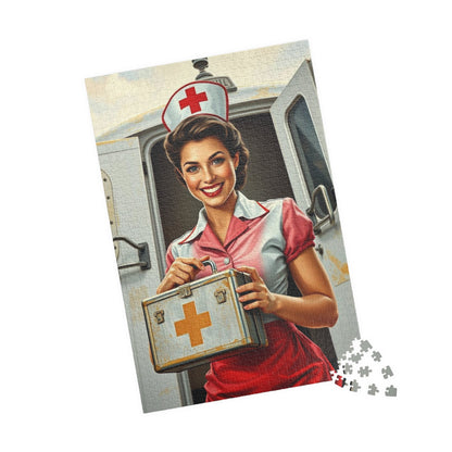 Vintage Nurse Jigsaw Puzzle, Retro Medical Art Wartime, Unique Gift for Healthcare Worker, Family Fun Activity, Brain Teaser, Creative Hobby Puzzle The Puzzle Chest