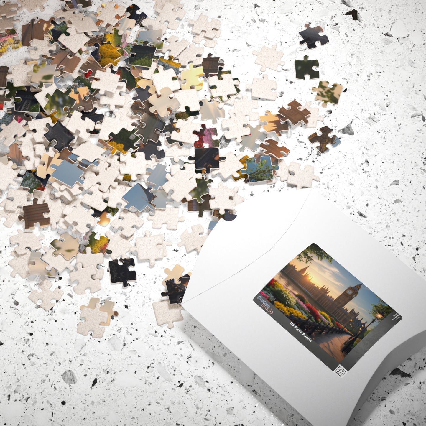 London Big Ben (Elizabeth Tower) Jigsaw Puzzle, Flowers Sunrise View Thames River, Puzzle Enthusiast Cityscape Lover Gift, Family Activity Puzzle The Puzzle Chest