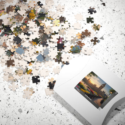 London Big Ben (Elizabeth Tower) Jigsaw Puzzle, Flowers Sunrise View Thames River, Puzzle Enthusiast Cityscape Lover Gift, Family Activity Puzzle The Puzzle Chest
