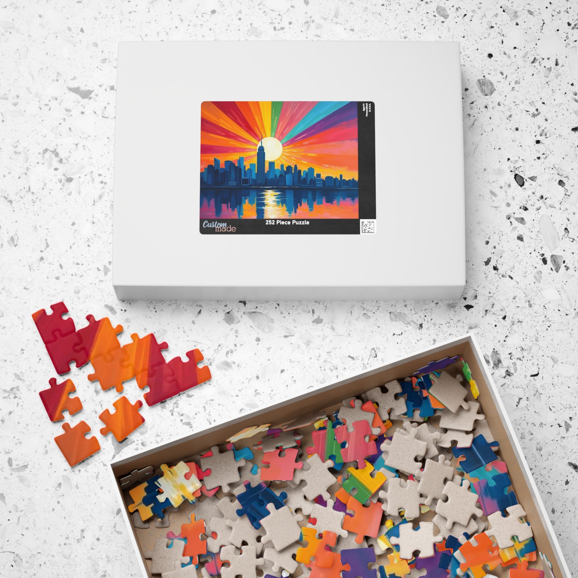 Radiant Horizon Jigsaw Puzzle, Rainbow Pride Puzzle, Colorful City Sunset Puzzle, Pride Month Gift for Friend, Solo Fun or Family Activity Puzzle The Puzzle Chest