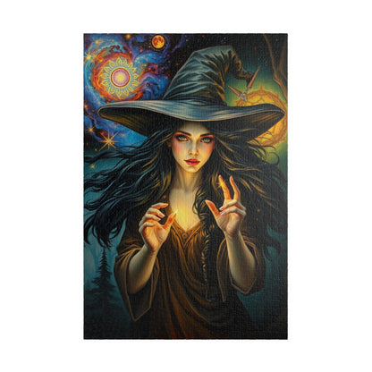 Witch Galaxy Forest Puzzle, 110 252 520 1014-piece Adult Jigsaw Game, Mystical Stars, Halloween Decor, Ideal Gift for Fantasy Lover, Mindful