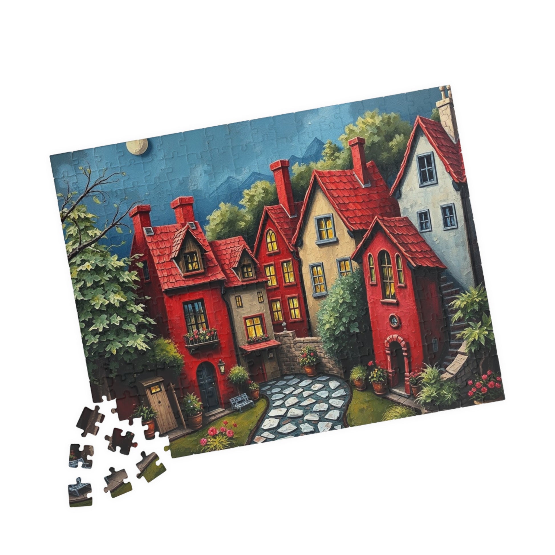 Adorable 3D Village Jigsaw Puzzle for Adults, 110, 252, 520, 1014-piece, Colorful and Cozy Town, Game for Puzzle Enthusiasts, Gift The Puzzle Chest
