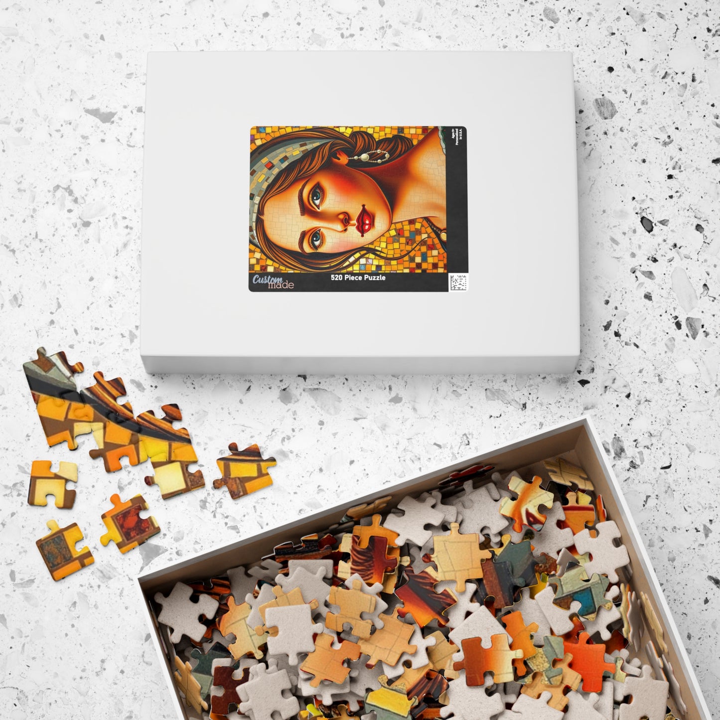 Mosaic Portrait Renaissance Woman Puzzle - 110, 252, 520, 1014-piece | Decorative Gift for Art Lover, Family or Solo Fun, Unique Collectible Puzzle The Puzzle Chest
